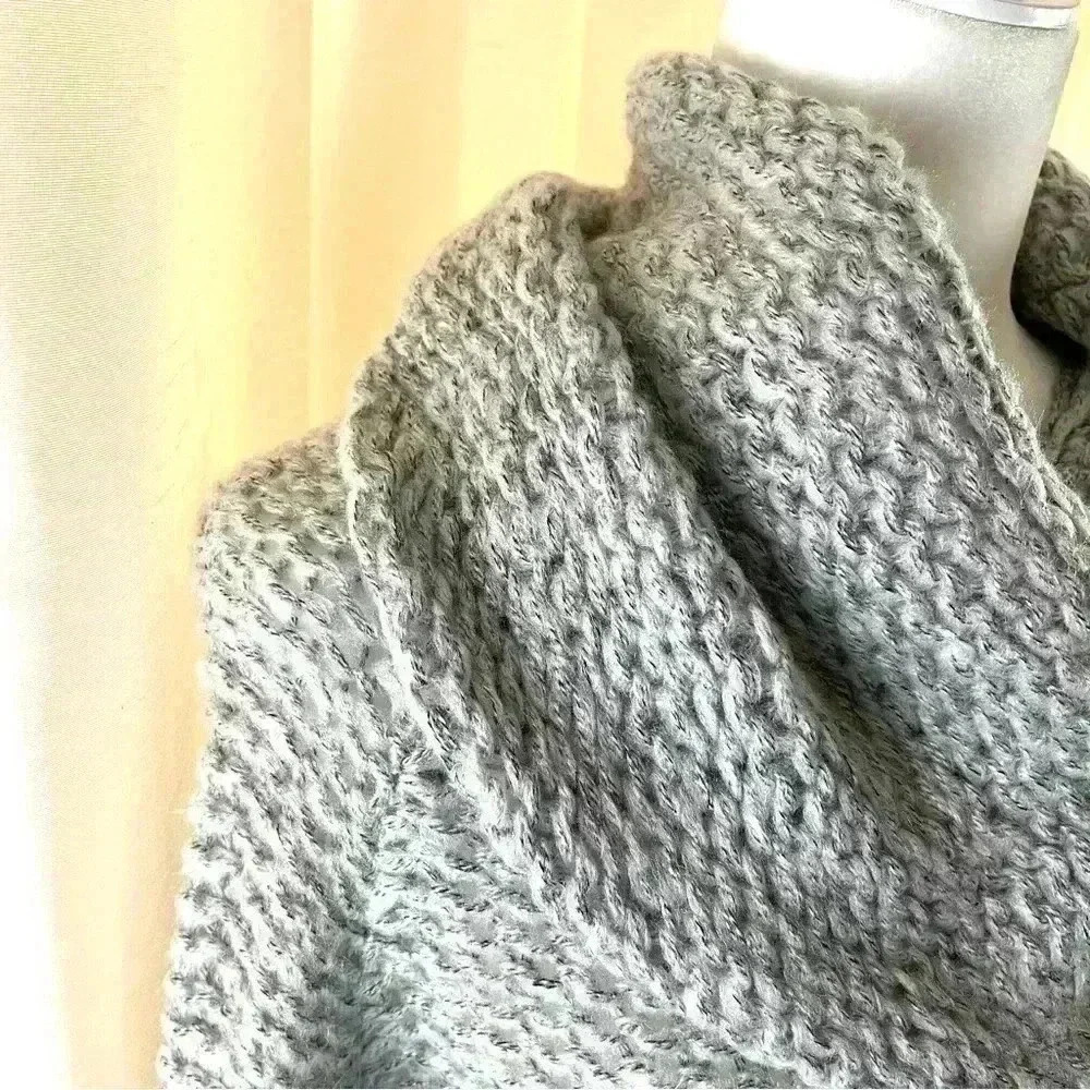 NWOT Debut Nordstrom Gray Loose Knit Crop Cowl Neck Cinch Waist Sweater Size S - Picture 5 of 12